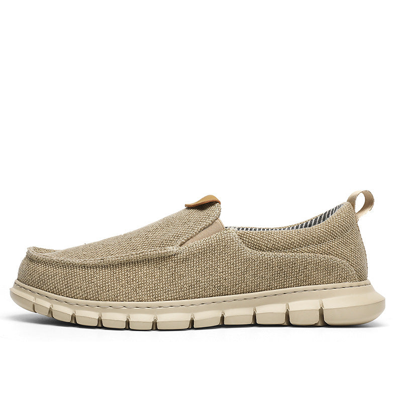 Eenvoudig Comfortabele Effen Kleur Casual Oversized Canvas Instapschoenen van Mesh met Dikke Rubberzool en Ronde Neus voor Heren