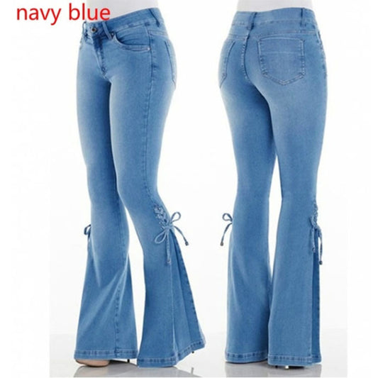 Sexy Mid-Waisted Stretchjeans voor Dames/ Plus Size & Meisjes