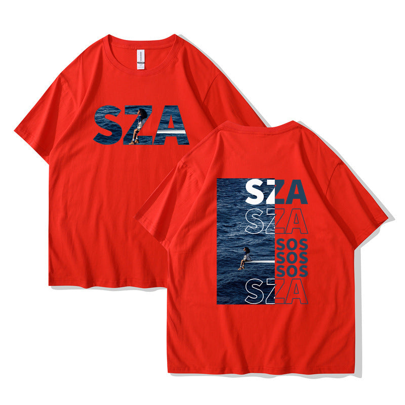 Trendy Eenvoudige Effen Kleur Casual Vintage Ronde Hals T-shirt met Grafische-print en Korte Mouwen voor UInisex