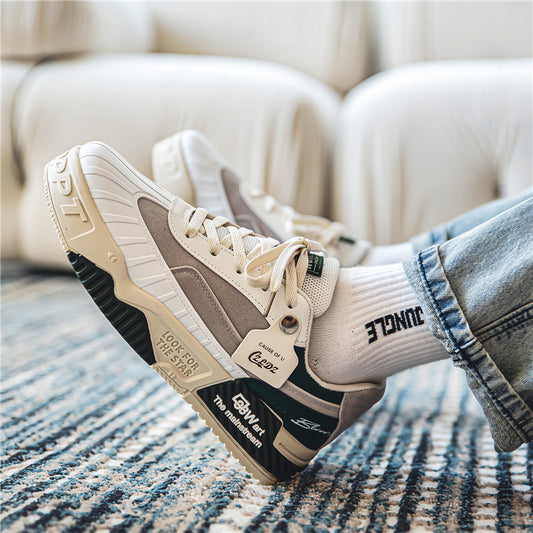 Europese Unieke Ontwerp Casual Colorblocking Sneakers van PU-Leer met Veters voor Unisex