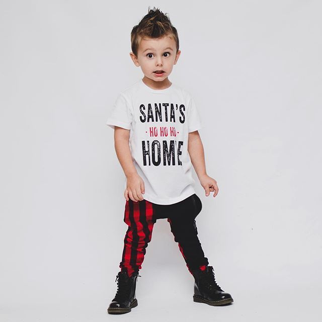 Amerikaanse Kerstmis Casual Letter Bedrukte Kerst-T-shirt met Ronde Hals en Korte Mouwen voor Kinderen