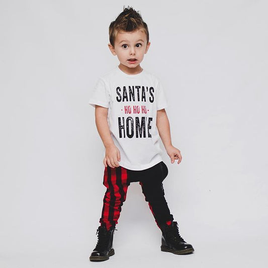 Amerikaanse Kerstmis Casual Letter Bedrukte Kerst-T-shirt met Ronde Hals en Korte Mouwen voor Kinderen