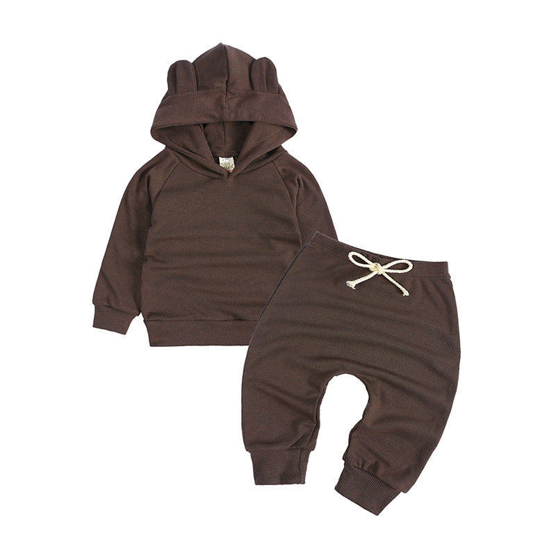 Harlan 2-delige Set Hoodie met Oortjes & Broek met Trekkoord in Europese en Amerikaanse Stijl voor Baby's/ Peuters