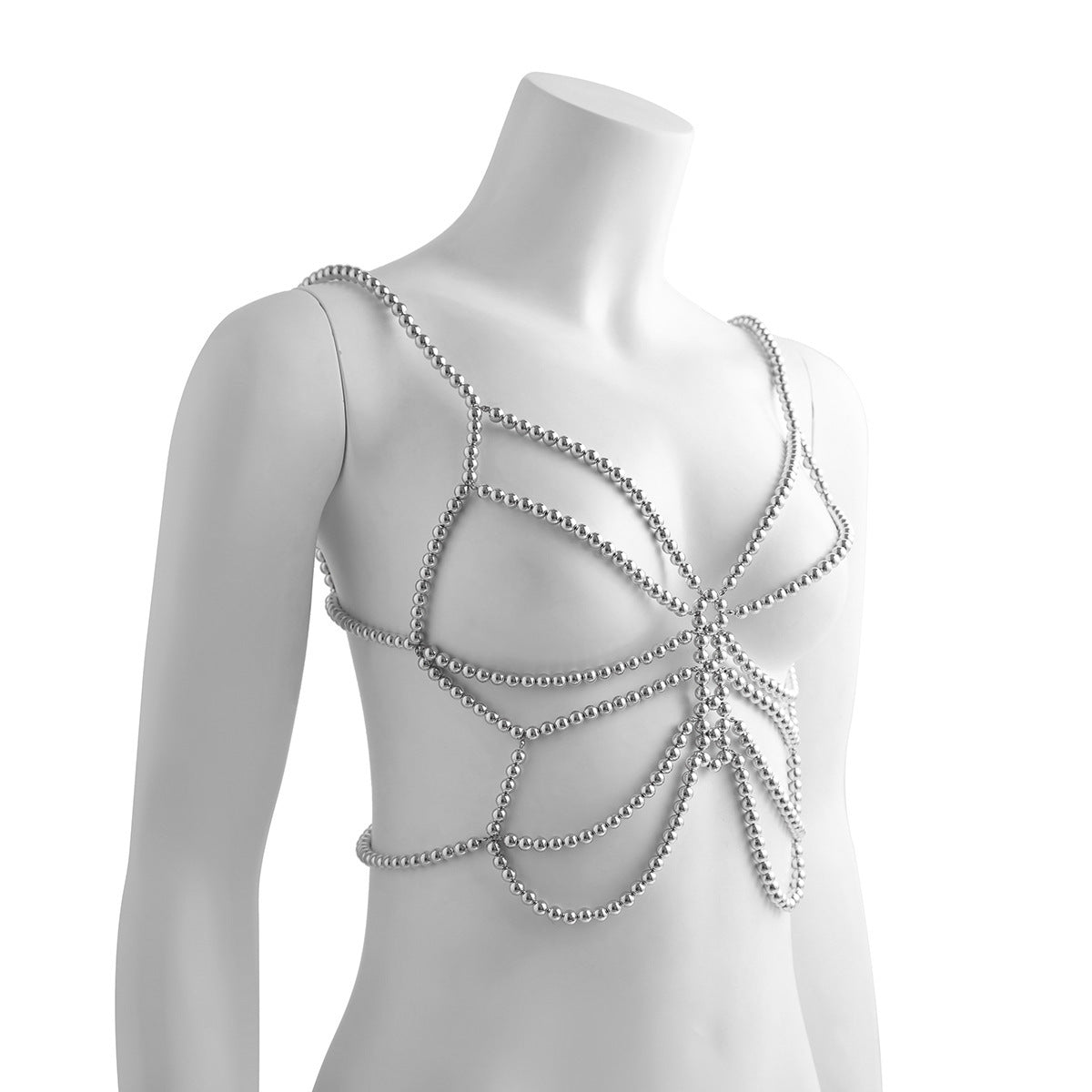 Modieuze Elegante Minimalistische Feestelijke Bodychain met Vlindercorset Details en Imitatie Parels voor Dames