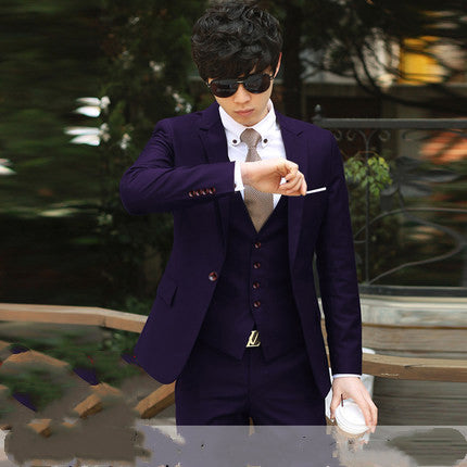 Trendy 3-delige Set Feestelijk/ Formeel Effen Kostuum voor Heren & Jongens