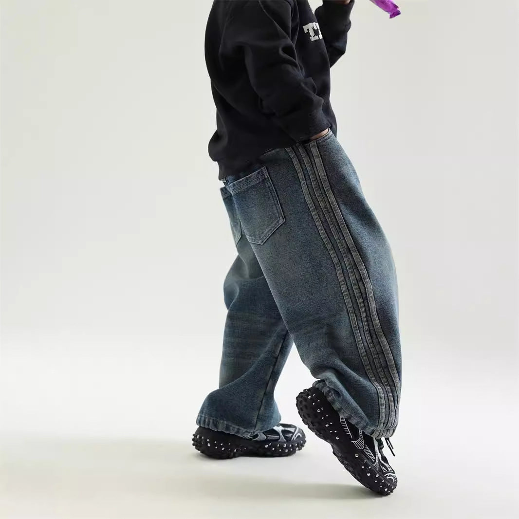 Trendy Fleece-gevoerde Losse Jongensjeans voor Peuters/ Kinderen & Tieners