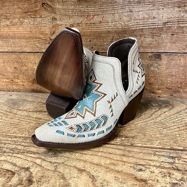 Europese en Amerikaanse Trendy Klassieke Etnische Geborduurde Cowboy Boots van Echt Leer met Middelhoge Dikke Hak voor Dames & Meiden