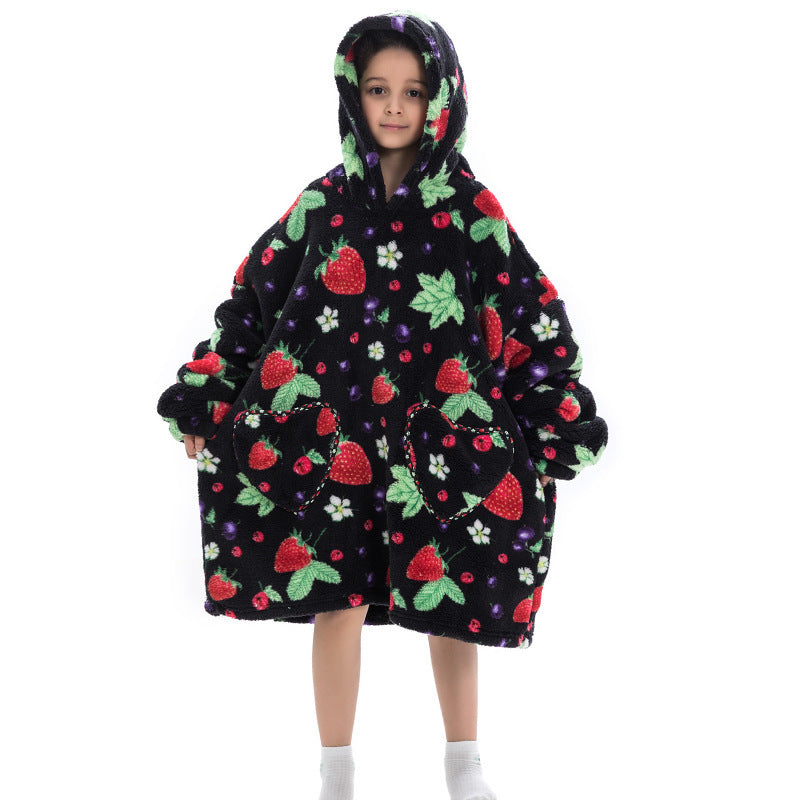 Oversized Flanellen Thermische Pyjama Sweatshirt met Print voor Kinderen / Tieners