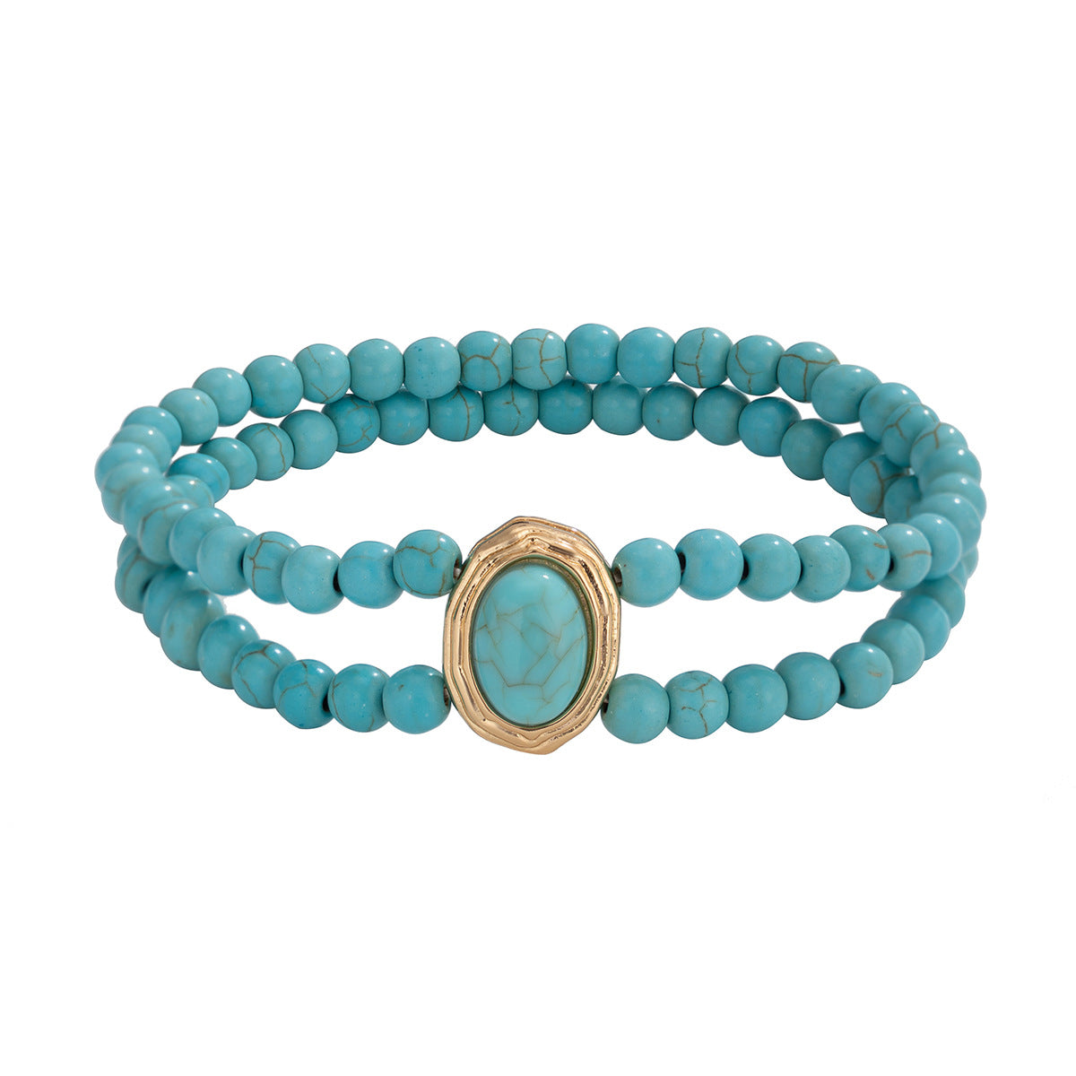 Elegante Hoogwaardige Effen Kleur Dubbellaagse Imitatie Parel Enkelbandje met Gepersonaliseerde Kralen/ Enkelbandje met Turquoise imitatieparels