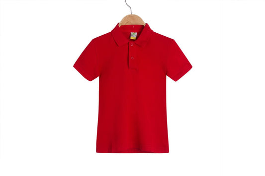 Stijlvolle Casual Effen Kleur Katoenen Revers Poloshirt met korte mouwen en Halve Knoopsluiting voor Kinderen