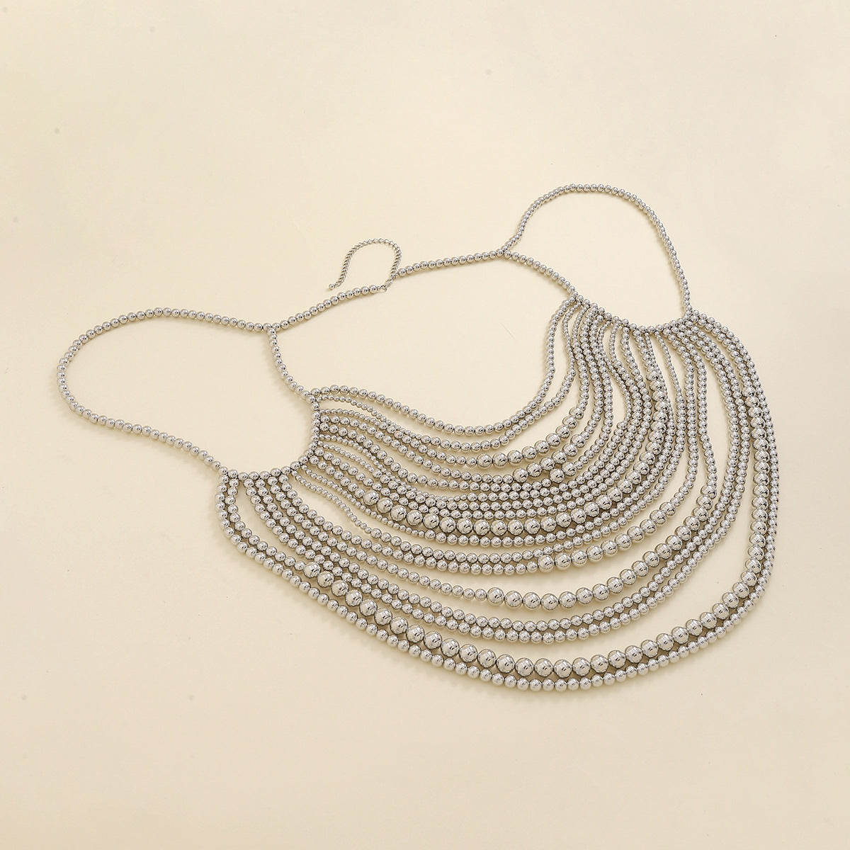 Trendy Elegante Effen Kleur Meerlaagse Geweven Bodychain met Imitatie Parels voor Dames
