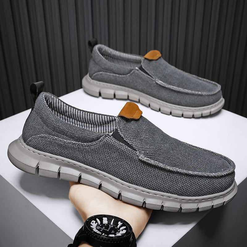 Eenvoudig Comfortabele Effen Kleur Casual Oversized Canvas Instapschoenen van Mesh met Dikke Rubberzool en Ronde Neus voor Heren