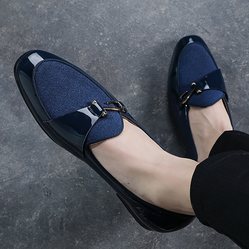 Stijlvolle Elegante Effen Kleur Klassiek Formele/Business Lakleren Mocassins van PU-Leer met Imitatie Suède Accenten en Decoratieve Gesp voor Heren & Jongens