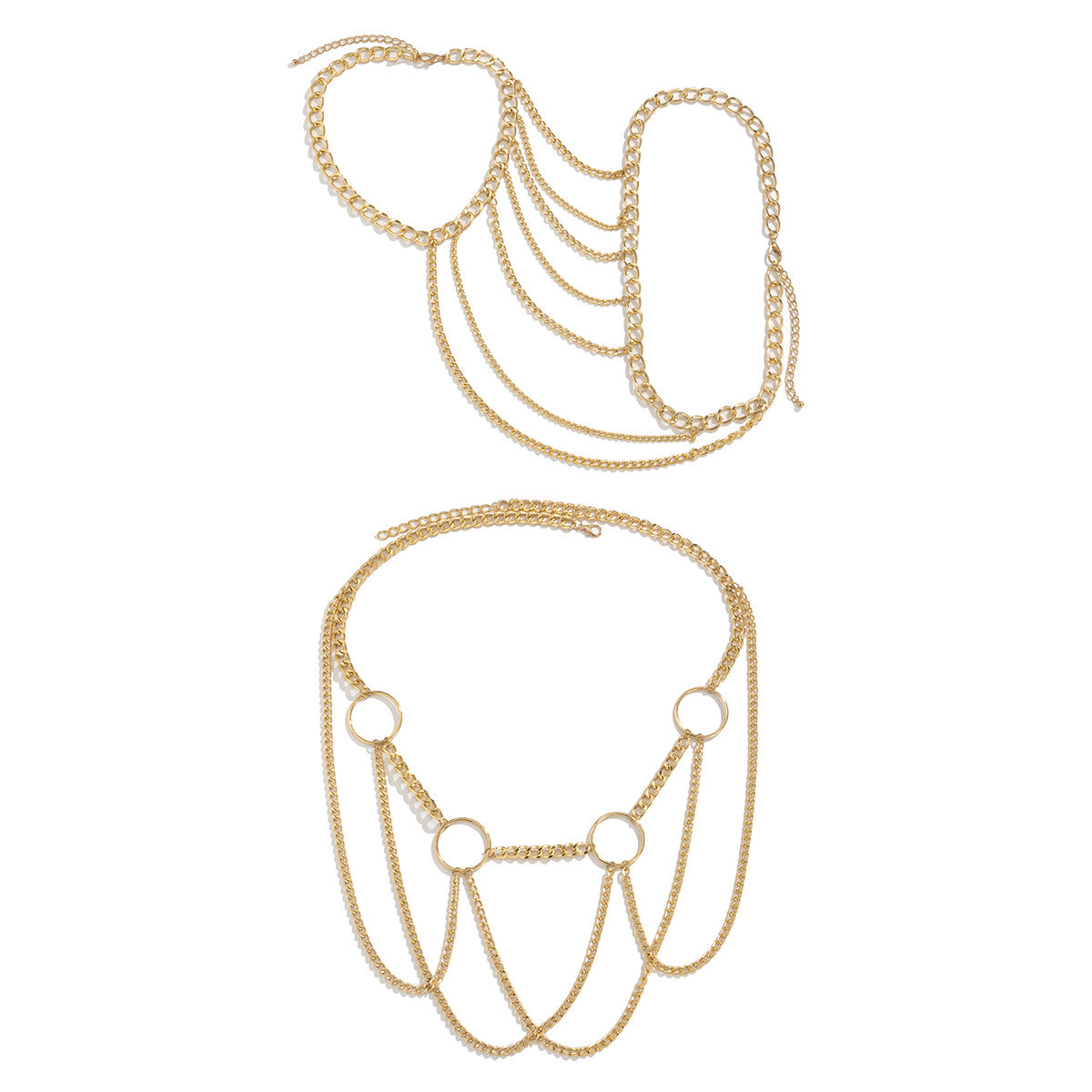 Franse Punkstijl Metalen Aluminium Bodychain met Holle Kwastjes en U-vormige Kruis voor Dames