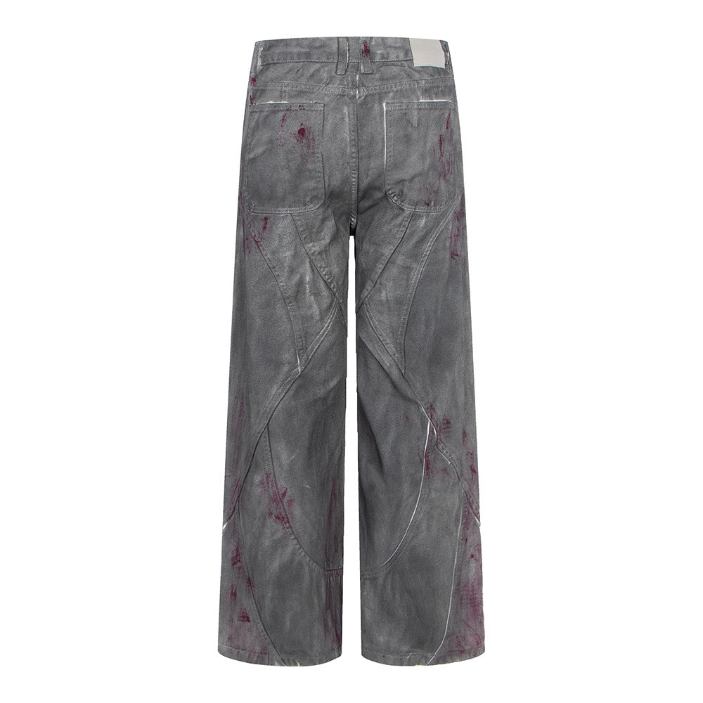 Trendy Klassieke Effen Kleur Casual Vintage Losse Denim Jeans met Rechte Wijde Pijpen voor Unisex