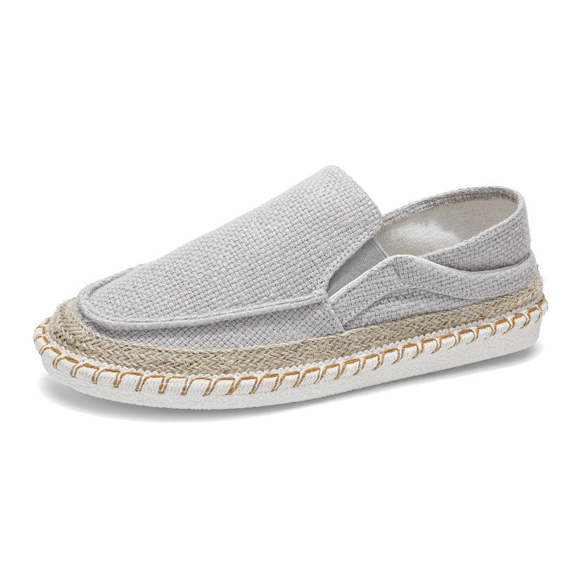 Eenvoudig Comfortabel Ademend Effen Kleur Geweven Traditioneel Casual Slip-On Canvas Vissersschoenen met Ronde Neus en voor Heren & Jongens