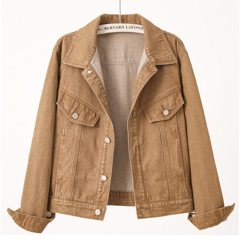 Europese en Amerikaanse Casual Retro Spijkerjacket met Knoopsluiting voor Dames & Plus-size