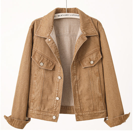 Europese en Amerikaanse Casual Retro Spijkerjacket met Knoopsluiting voor Dames & Plus-size