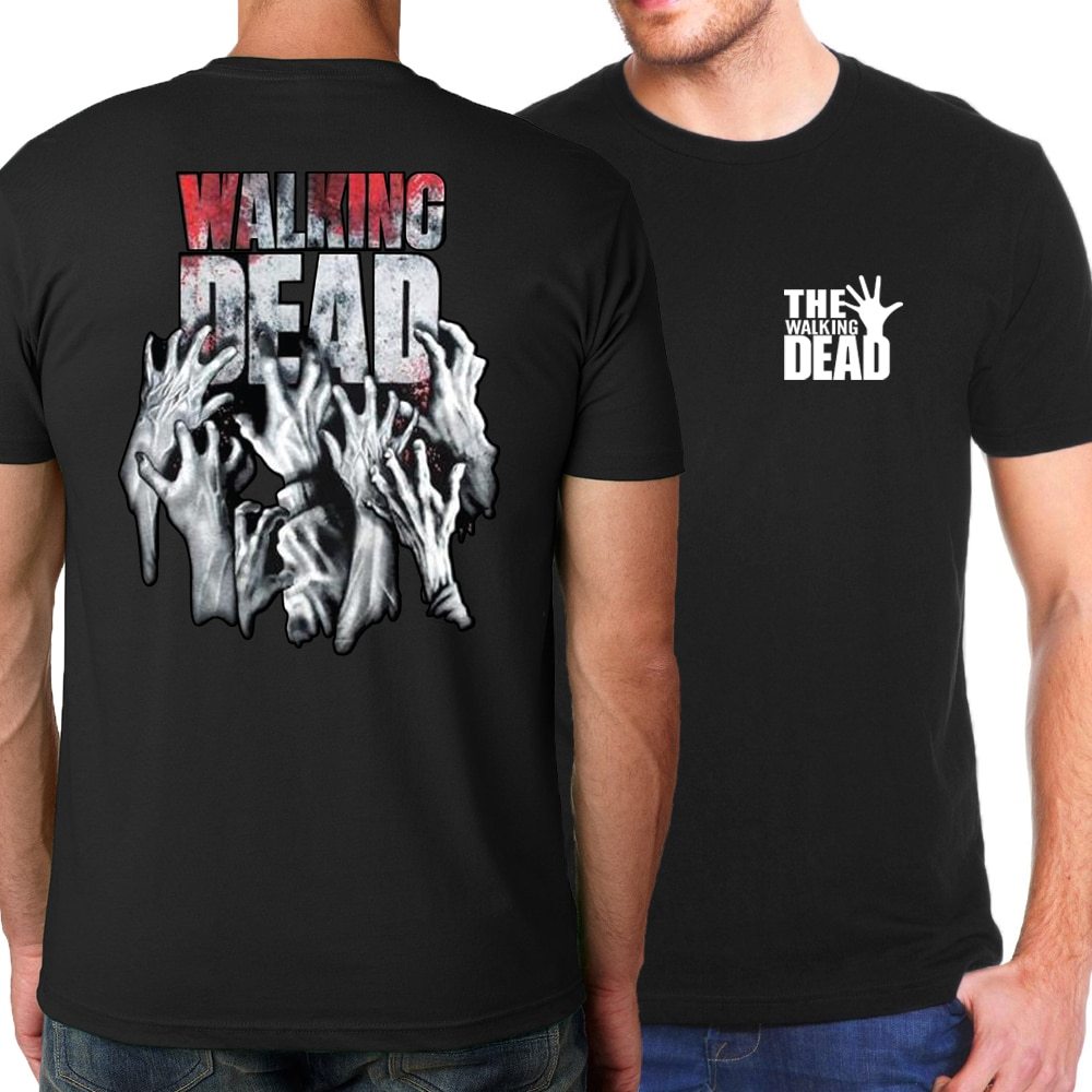Amerikaanse Trendy Casual Bedrukte Walking Dead Hand Reaching T-shirt met Korte Mouwen voor Heren & Jongens