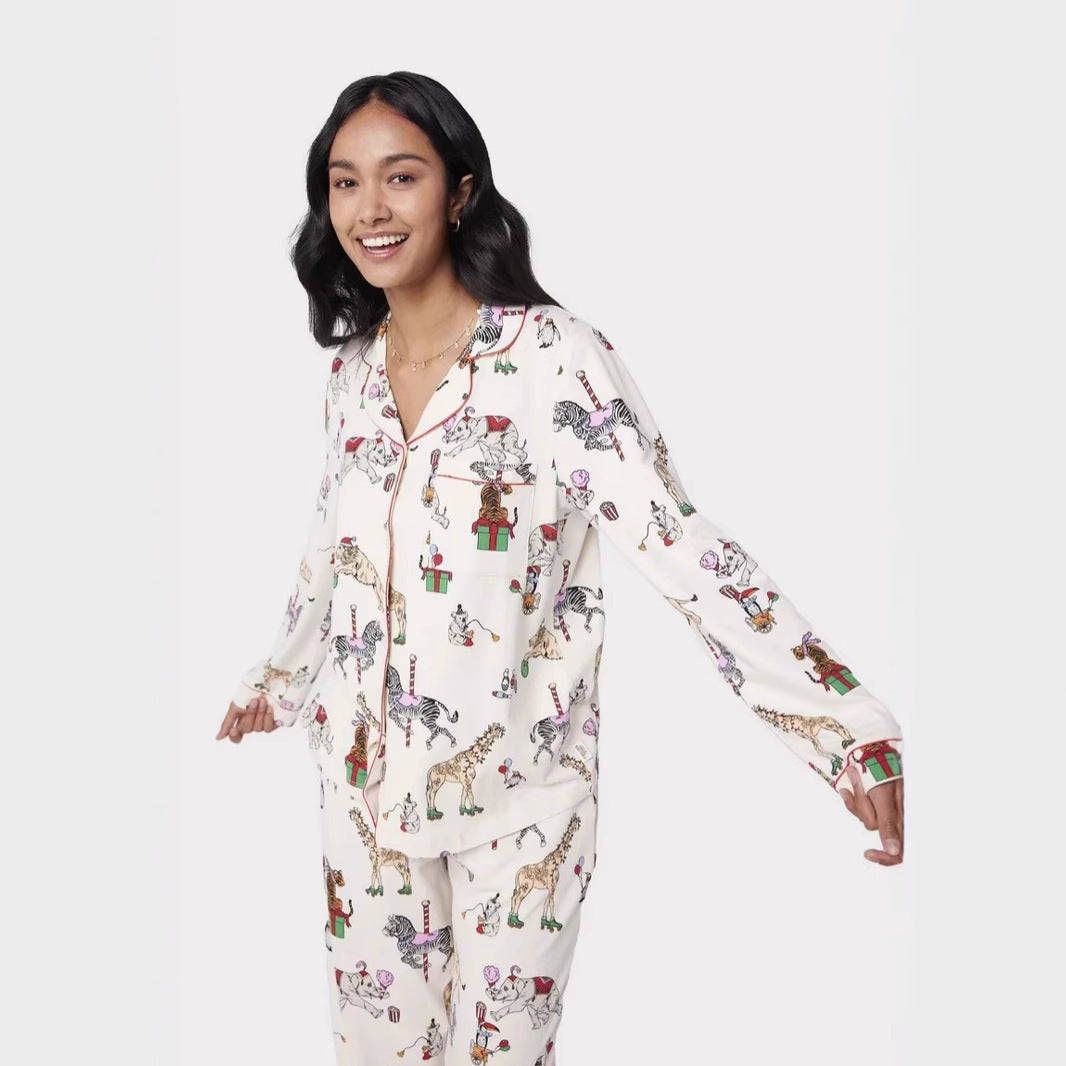 Kerstmis Stijlvolle Casual Bedrukte Kerstmisprint Huis/ Pyjama-outfit voor Dames & Meiden