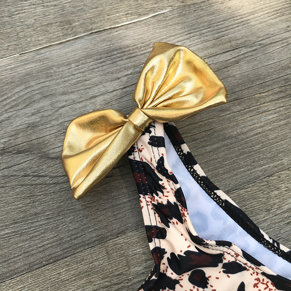 Driedelige Bikiniset met Luipaardprint en Strik voor Peuters/ Kinderen