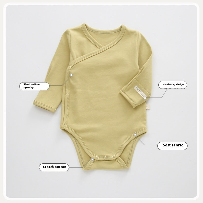 Puur Gekleurde Katoenen Rompers met Lange Mouwen & Muts voor Baby's