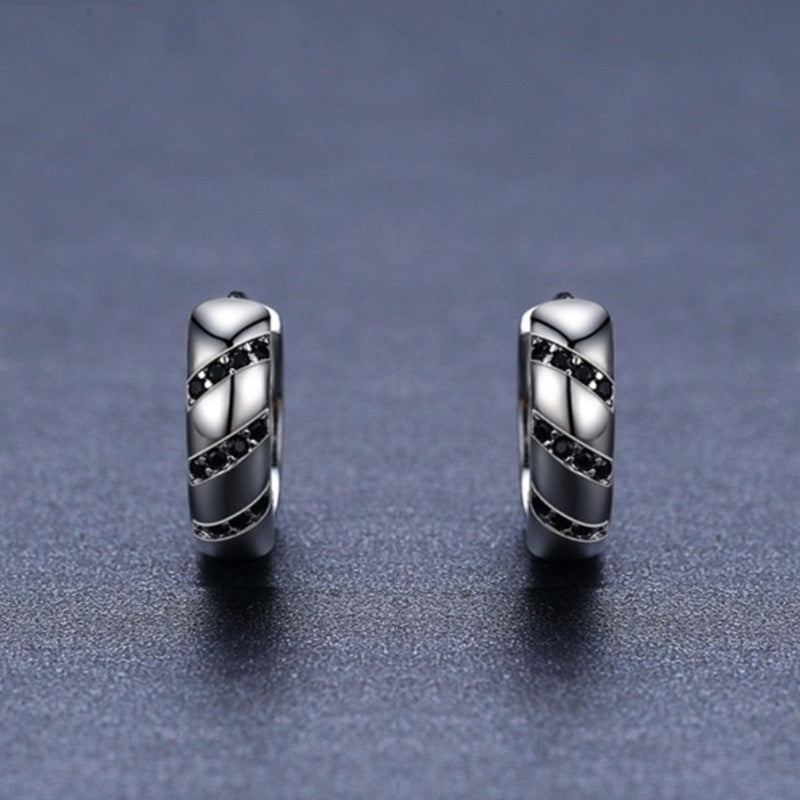 S925 Zilveren Europese Retro Creoool Oorbellen met Zirkoon Stenen voor Dames