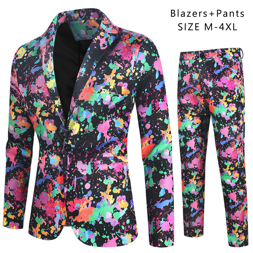 Trendy 2-delige Kostuum met Digitale Bedrukking voor Heren & Jongens