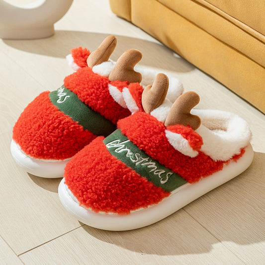 Kerstmis Winter Zachte Gezellige Slip On Elanden Huispantoffels voor Unisex