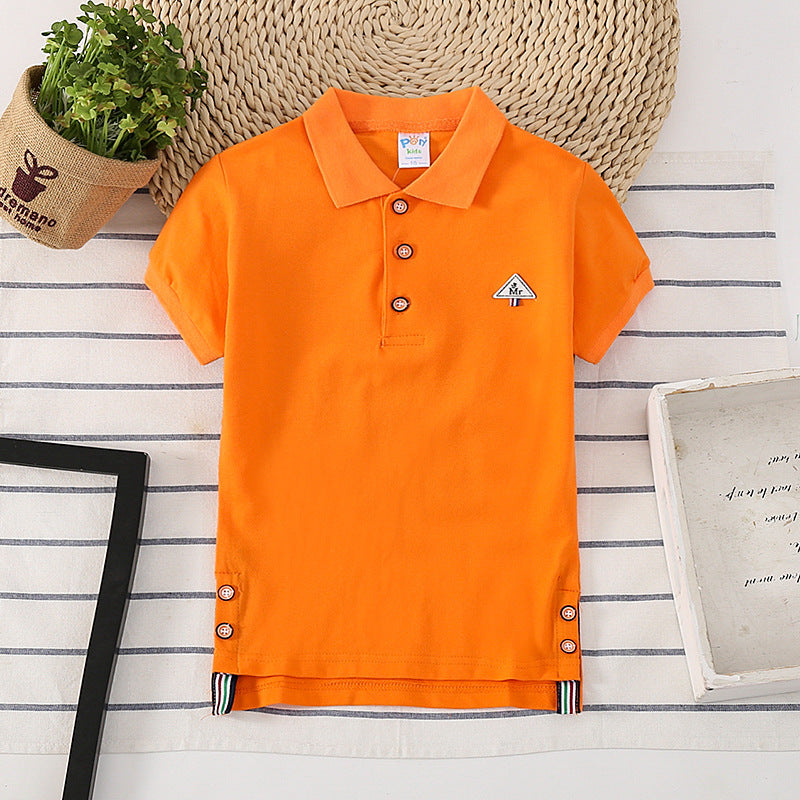 Europese Designer Ontwerp Modieze Casual Effen Kleur Poloshirt met Geborduurde Embleem en Korte Mouwen voor Kids & Teenager