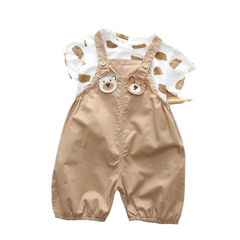Tweedelig Outfit voor Jongens / Meisjes  T-shirt met Korte mouwen en Berenprint Jurk /Broekpak