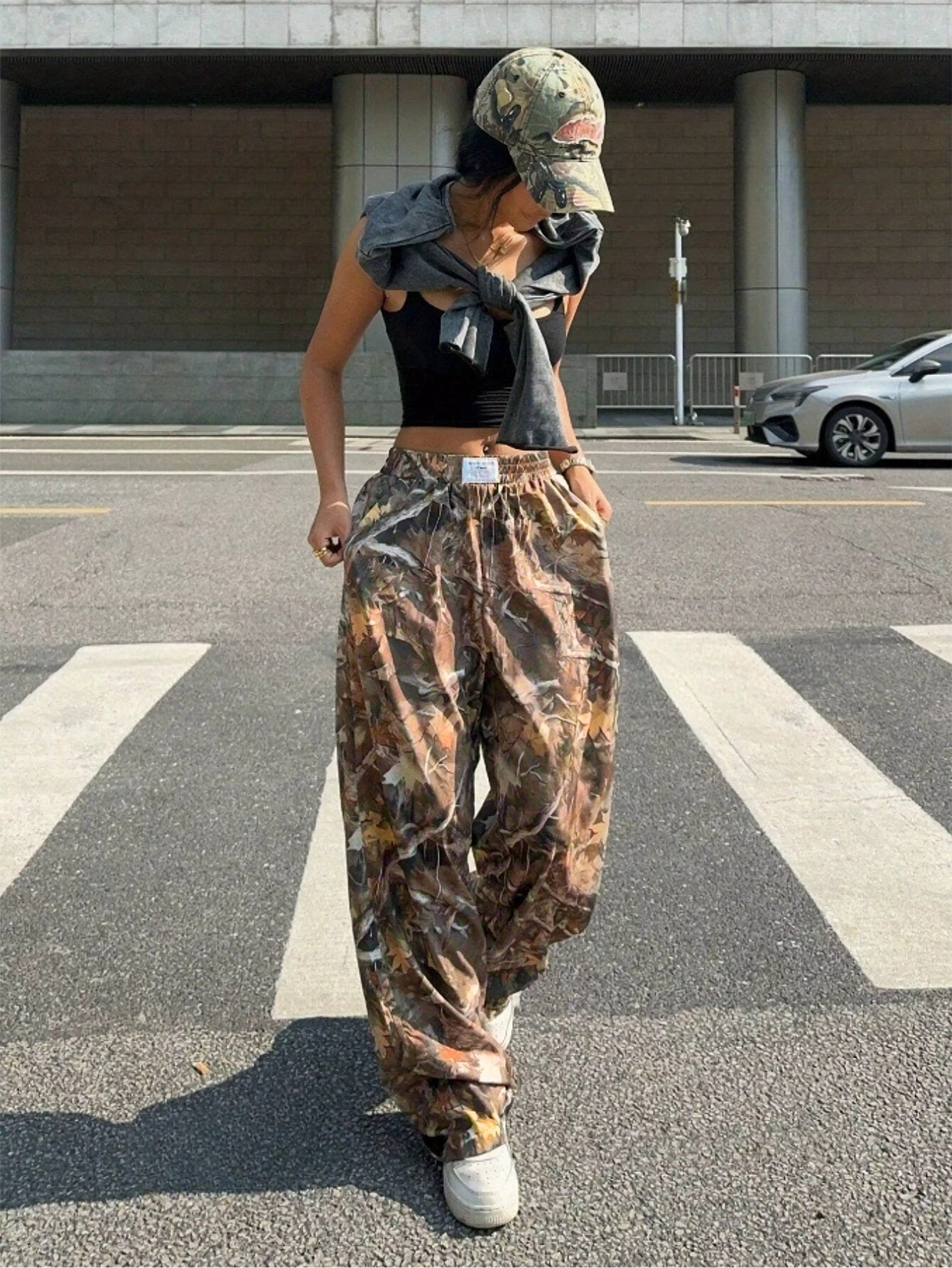 Afslankende casual broek Hiphop Retro Street Multi-pocket camouflage cargobroek voor vrouwen Y2k Hiphop Cargo Grunge baggy broek