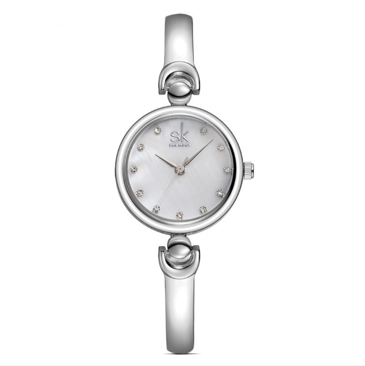 SK Elegante Stalen Quartz Polshorloge Armband voor Dames