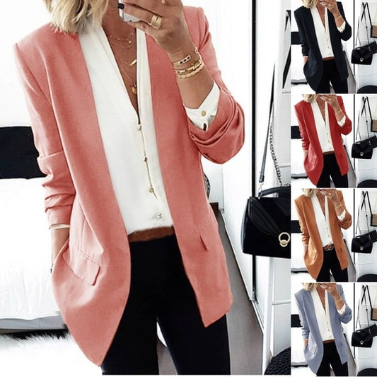 Casual Kleur Slim-Fit Blazer voor Dames & Plus-size