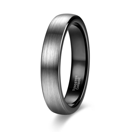 Trendy Moderne Tweekleurige Minimalistisch Metalen Wolfraamcarbide Ring met van 4 mm tot 8 mm voor Unisex