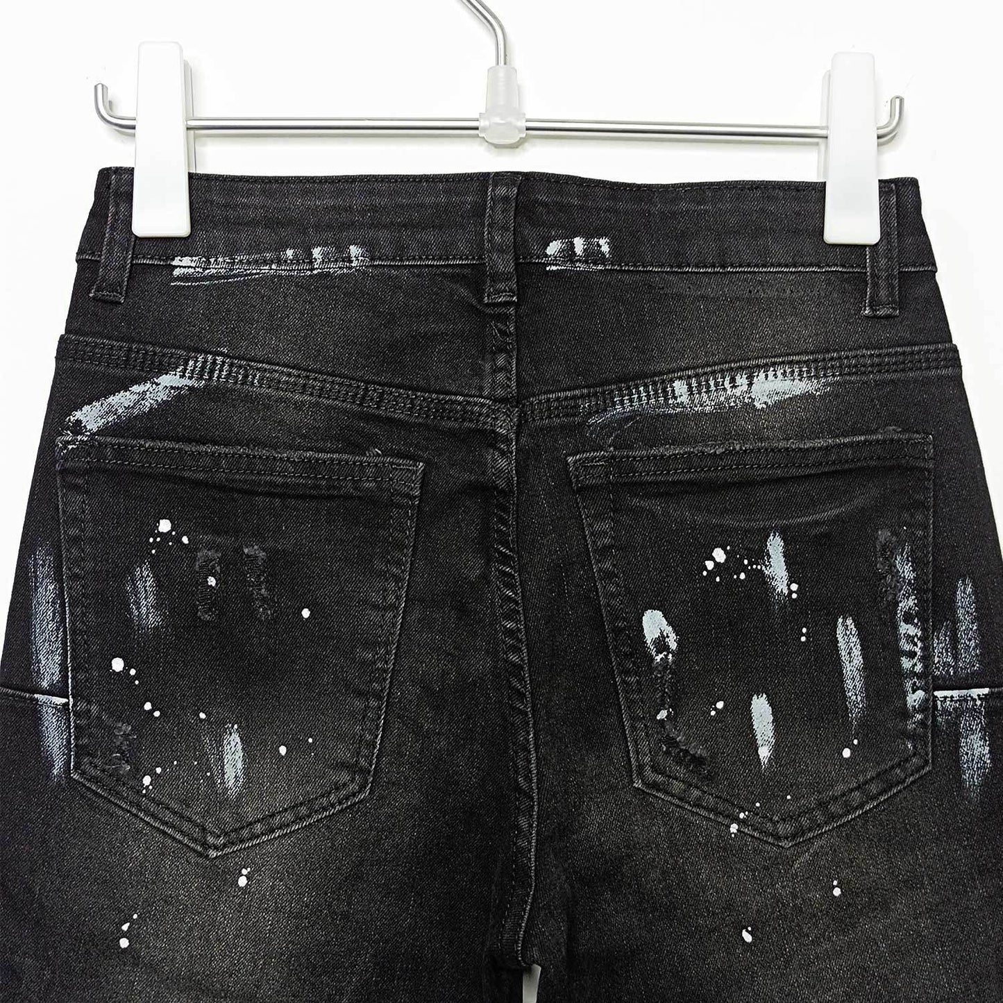 American High Street Ripped Straight Stretch Jeans met Paint Splash voor Heren/ Jongens