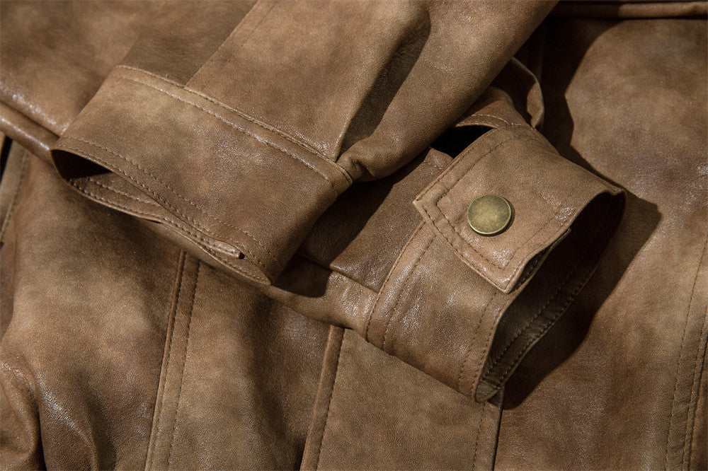 Contrasterende Kleur Jacket van PU-Leer voor Heren & Dames/ Plus-size