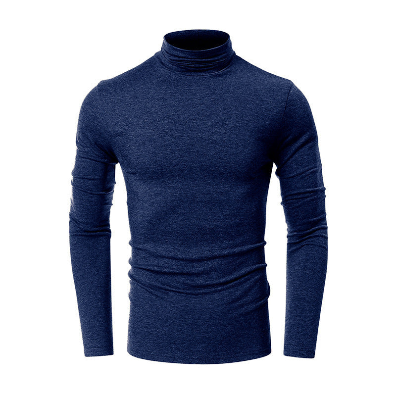 Amerikaanse Casual Elegante Slim-fit Effen Kleur Turtleneck T-shirt met Lange Mouwen voor Heren