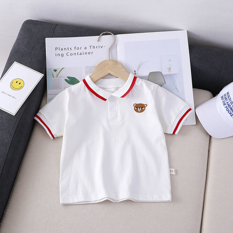 Trendy Korte Mouwen Polo met Geborduurde Dieren in Europese en Britse Stijl voor Peuters/ Kinderen