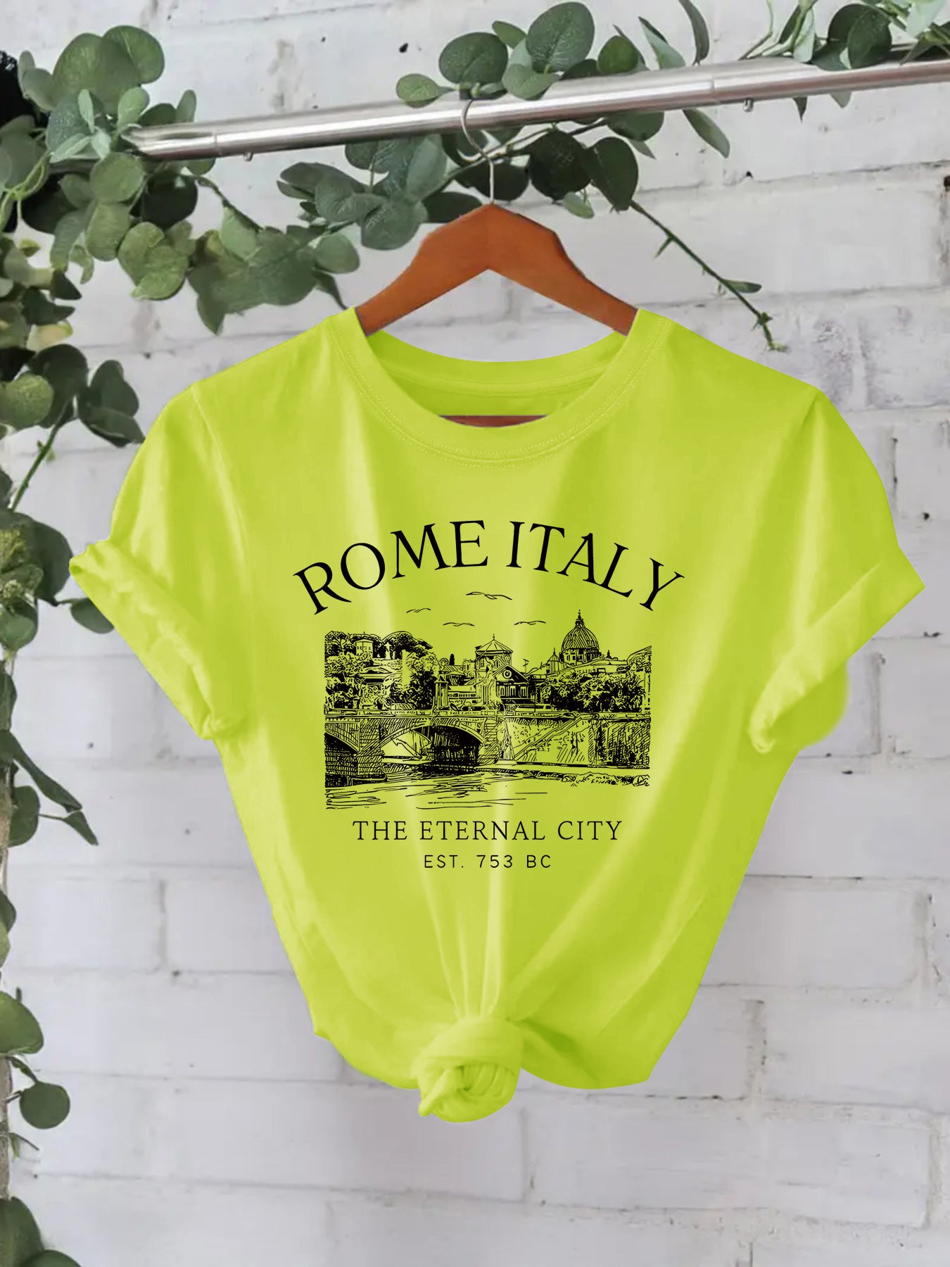Trendy Stijlvolle Streetwear Effen Kleur Casual Ronde Hals T-shirt met Letterprint en Korte Mouwen voor Dames/Meiden & Plus-Size
