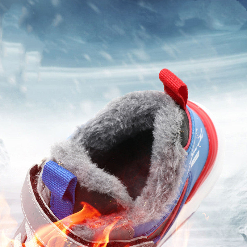 Winter Warme Kinderschoenen van PU-Leer en Fluweel met Klittenband voor Teenager