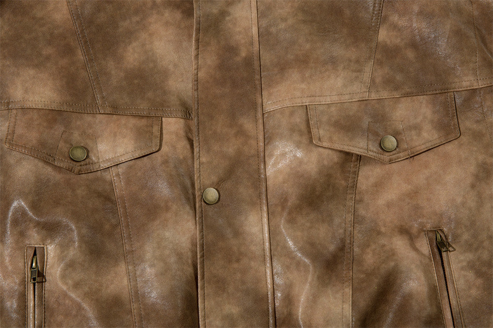 Contrasterende Kleur Jacket van PU-Leer voor Heren & Dames/ Plus-size