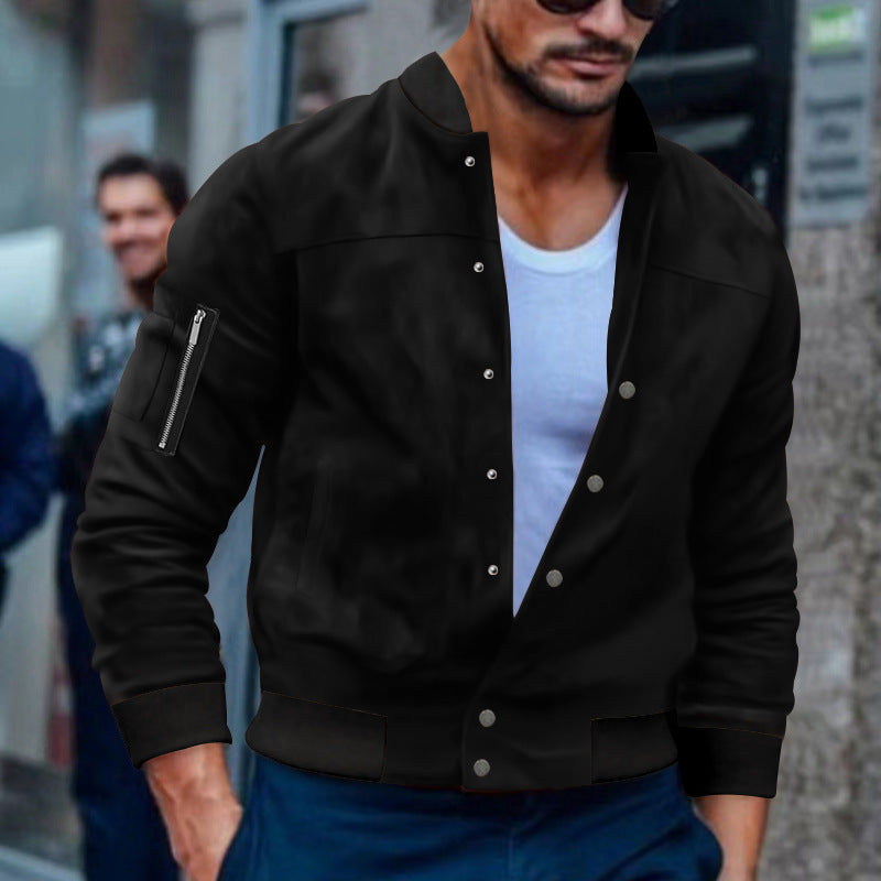 Casual Single-breasted Suède Jacket voor Heren