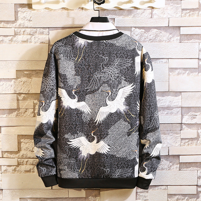 Sweatshirt met kraanvogelprint