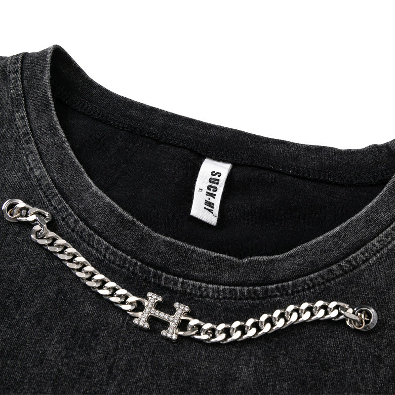 Stijlvolle Klassieke Effen Kleur Mouwloze Casual Vintage Washed Tanktop met Ronde Hals en Cartoon Print voor Heren & Jongens