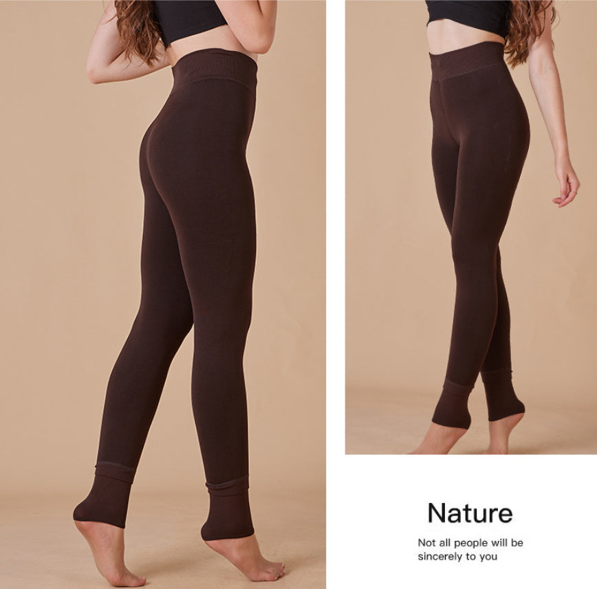 Trendy Casual Winter Warme Effen Kleur Dikke Enkel/ Hiel Legging met Gevoerde Fleece voor Dames