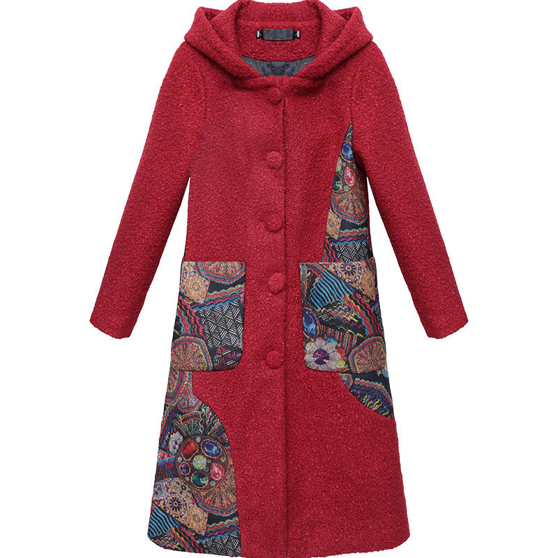 Desinger Geborduurde Mantel met Capuchon voor Dames & Plus-size