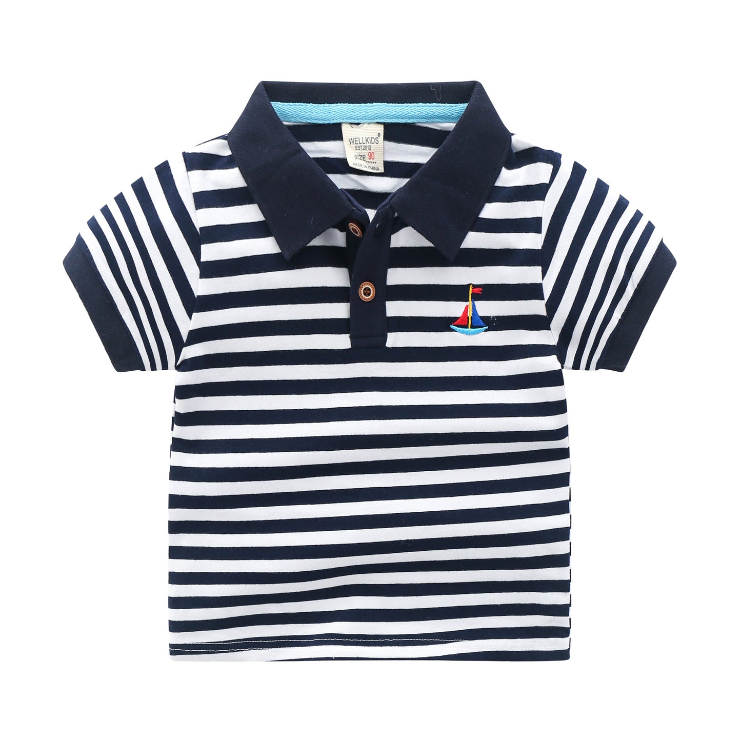 Stijlvolle Casual Revers Poloshirt met Korte Mouwen en Knoopsluiting voor Kinderen