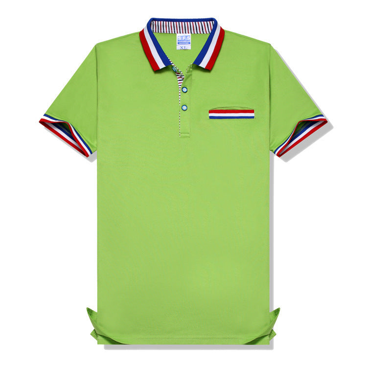Europese Stijlvolle Casual Gestreepte Revers Poloshirt met Korte Mouwen en Knoopsluiting voor Kinderen