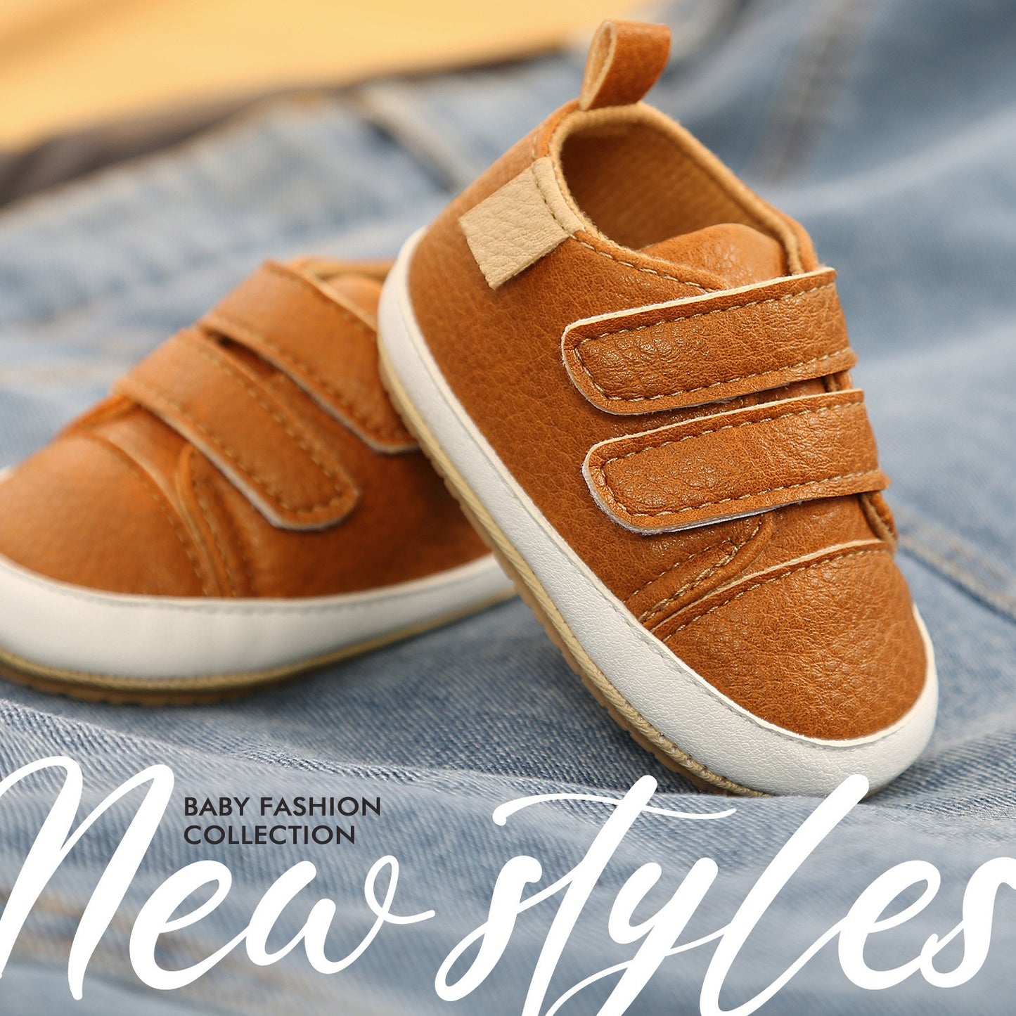 Eenvoudige Casual Effen Kleur Comfortabele Sneakers van PU-Leer met Klittenbandsluiting en Ronde Neus voor Kinderen
